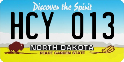 ND license plate HCY013