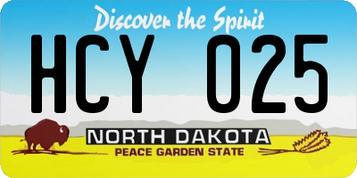 ND license plate HCY025