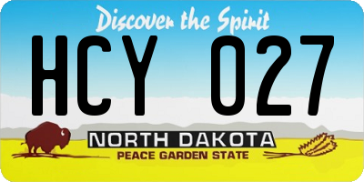 ND license plate HCY027
