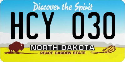 ND license plate HCY030