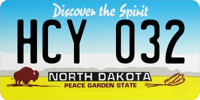 ND license plate HCY032