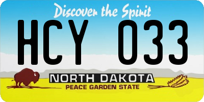 ND license plate HCY033