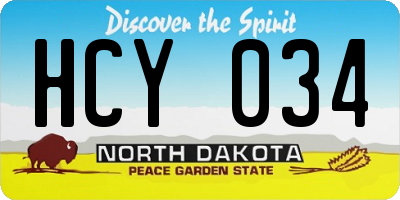 ND license plate HCY034