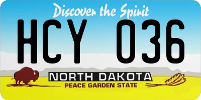 ND license plate HCY036