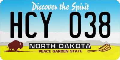 ND license plate HCY038