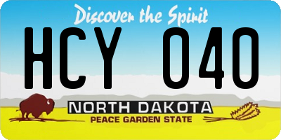 ND license plate HCY040