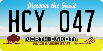ND license plate HCY047