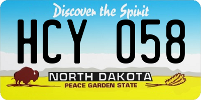 ND license plate HCY058