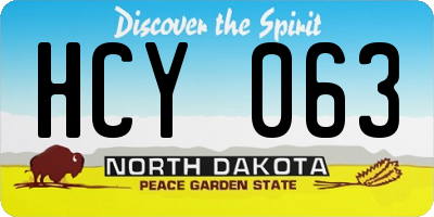 ND license plate HCY063