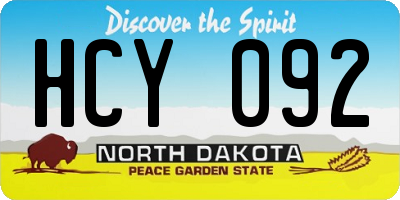 ND license plate HCY092
