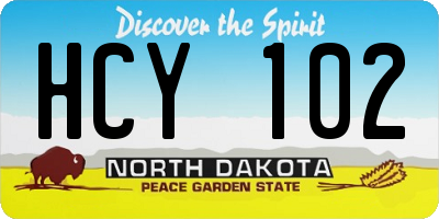 ND license plate HCY102