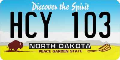 ND license plate HCY103