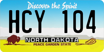 ND license plate HCY104