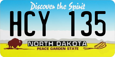 ND license plate HCY135