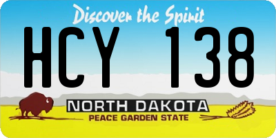ND license plate HCY138