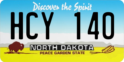 ND license plate HCY140