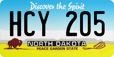 ND license plate HCY205