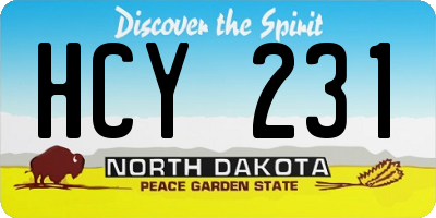 ND license plate HCY231