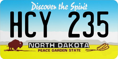 ND license plate HCY235