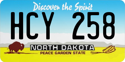 ND license plate HCY258