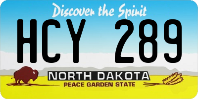 ND license plate HCY289