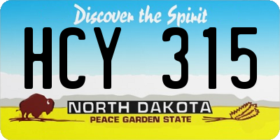 ND license plate HCY315
