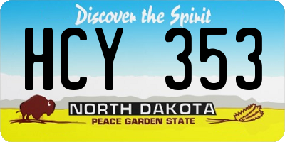 ND license plate HCY353