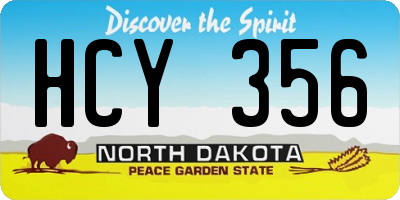 ND license plate HCY356