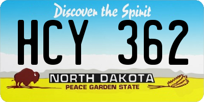 ND license plate HCY362