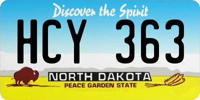 ND license plate HCY363
