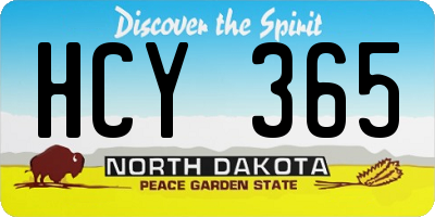 ND license plate HCY365
