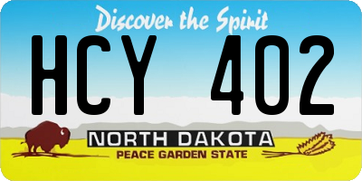 ND license plate HCY402