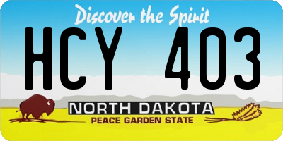 ND license plate HCY403