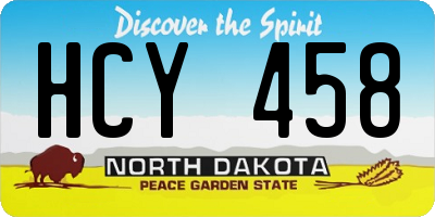 ND license plate HCY458