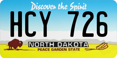 ND license plate HCY726