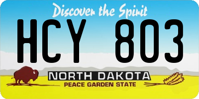 ND license plate HCY803