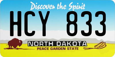 ND license plate HCY833