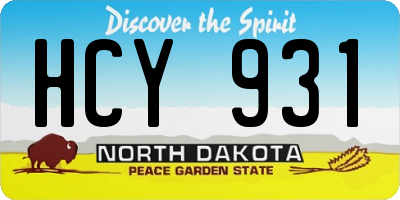 ND license plate HCY931