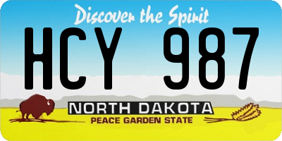 ND license plate HCY987