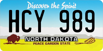ND license plate HCY989
