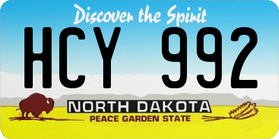 ND license plate HCY992