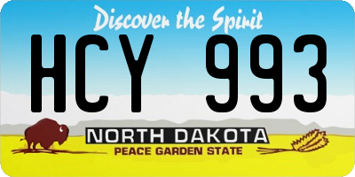 ND license plate HCY993