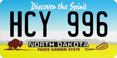 ND license plate HCY996