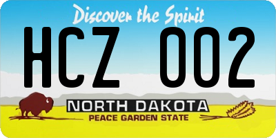 ND license plate HCZ002