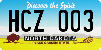 ND license plate HCZ003