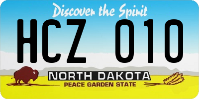 ND license plate HCZ010