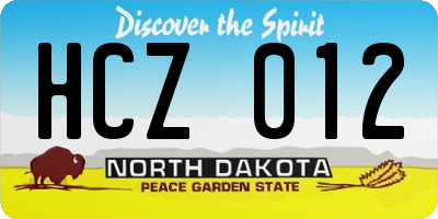 ND license plate HCZ012