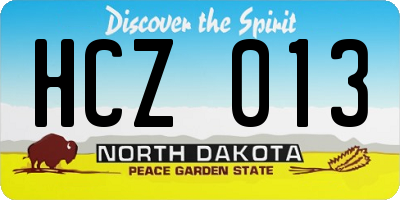 ND license plate HCZ013