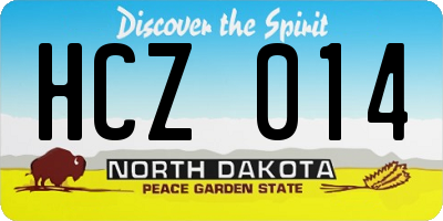ND license plate HCZ014