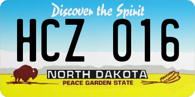 ND license plate HCZ016